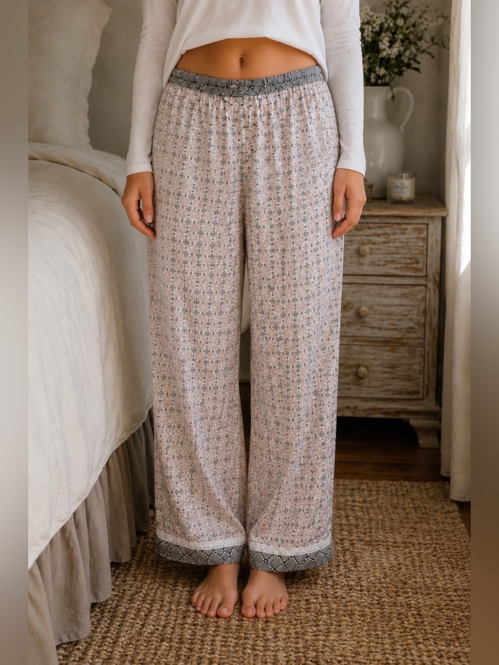 Monsoon 100% Silk Floral Pajama Lounge Pants Women’s UK 10 EU 38 Small